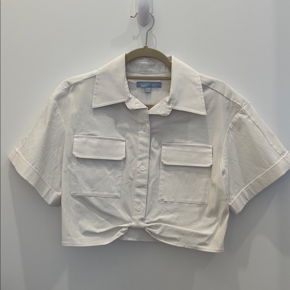 Antonio Melani x The Nat Note Frankie Cropped Twisted Blouse, Small - Picture 3 of 4